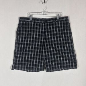PGA Tour Golf Shorts Mens 40 Gray Plaid Casual Clubhouse High Rise Medium Wash